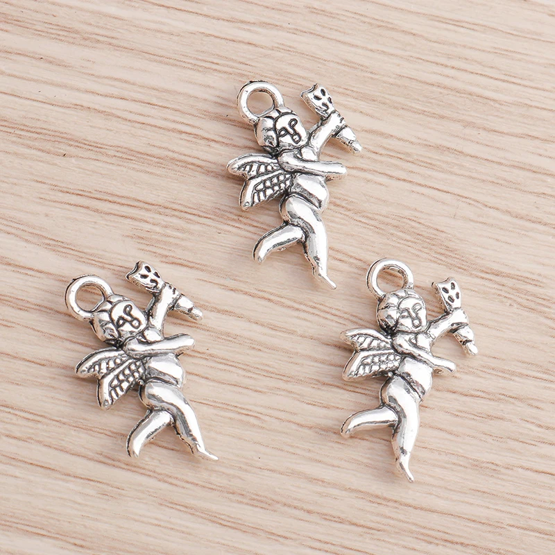Tusember 20 Stück 23 x 14 mm Engel-Amor-Anhänger aus Legierung für Anhänger, Halsketten, Ohrringe, handgefertigter Schmuck, Zubehör für DIY-Handwerk – Detail 3