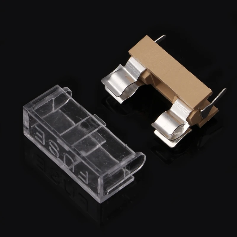 10 sztuk szklany uchwyt bezpiecznika przezroczystą pokrywą bloki bezpieczników 5X20mm Drop Shipping