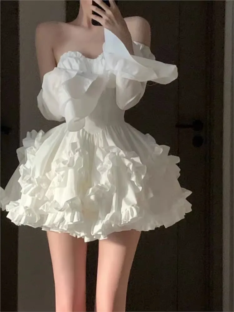 Traje de cena de cumpleaños ligero, vestido de tubo hinchado para fiesta de lujo, Escape francés