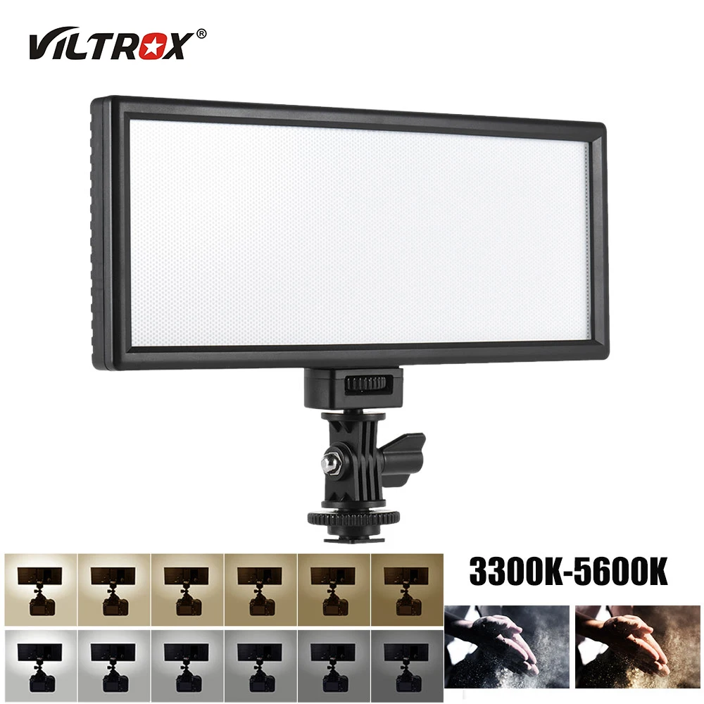 Viltrox L132T 18W Camera LED Video Light LCD Display Dual Color Dimmable Slim DSLR + Canon Nikon DV Camera AC Power Adapter