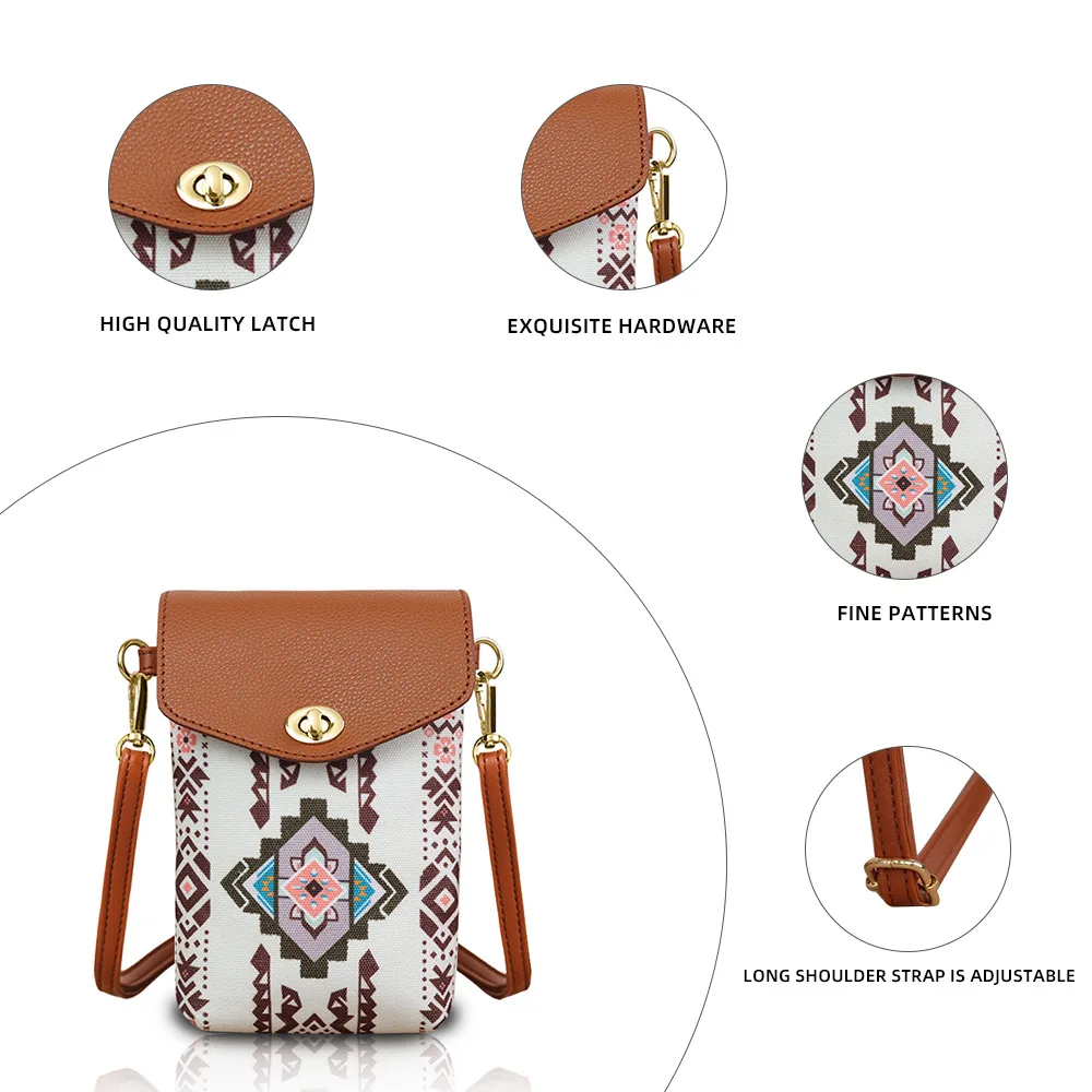 

Bohemian Style 2-Piece Set Women's Phone Bag: Stylish Crossbody Bag for Work Commute