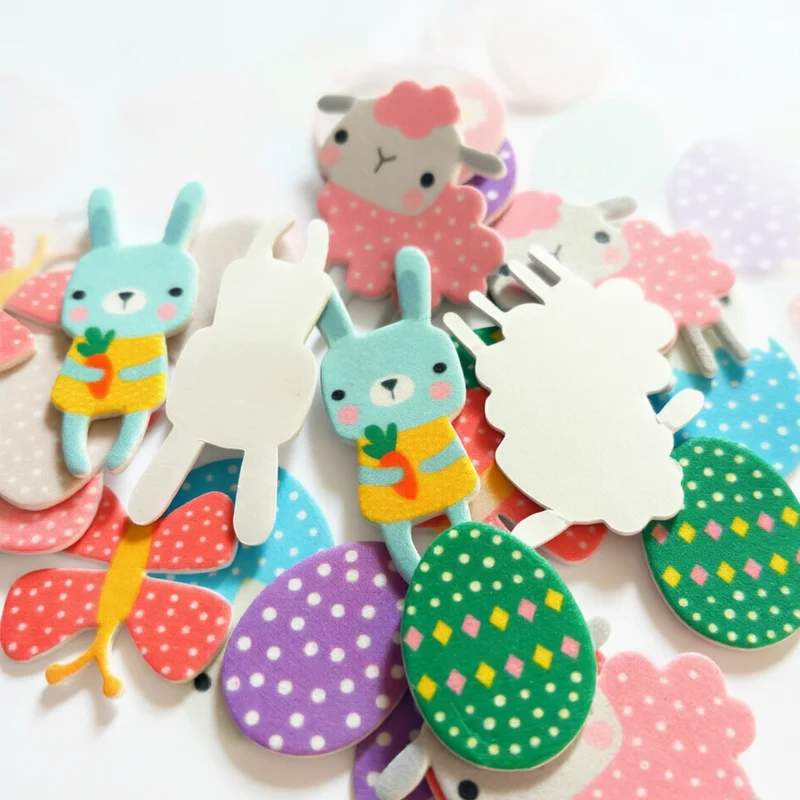 30PCS New Easter holiday  foam stickers Bunny egg Chicken crafts Scrapbooking kit Home decoration Arts Activity items.