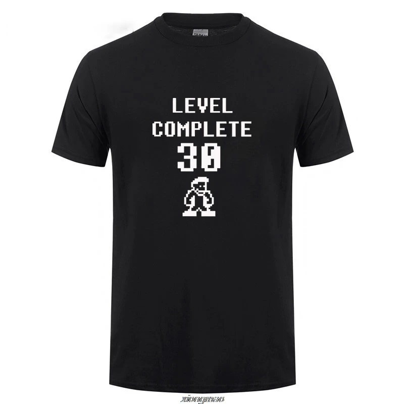 30 Years Old Level Complete 30 T-Shirt Funny Birthday Gift For Men Husband Boyfriend Summer Short Sleeve O Neck Cotton T Shirt