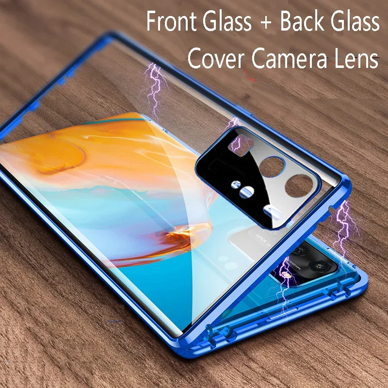 Full Lens Protect Double-sided tempered Glass Case For Huawei Pura 70 Ultra P50 P40 Pro Plus P60 Art Metal Magnetic Cover Cases