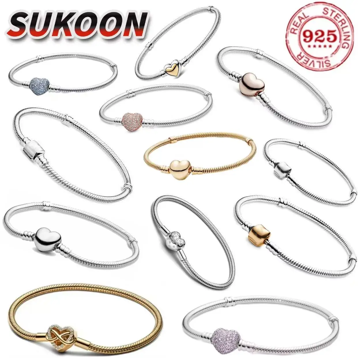 Bracelet en argent pur 925% pour femmes, zircon en forme de cœur romantique, bijoux à breloques originaux, cadeau de saint-valentin, offre spéciale