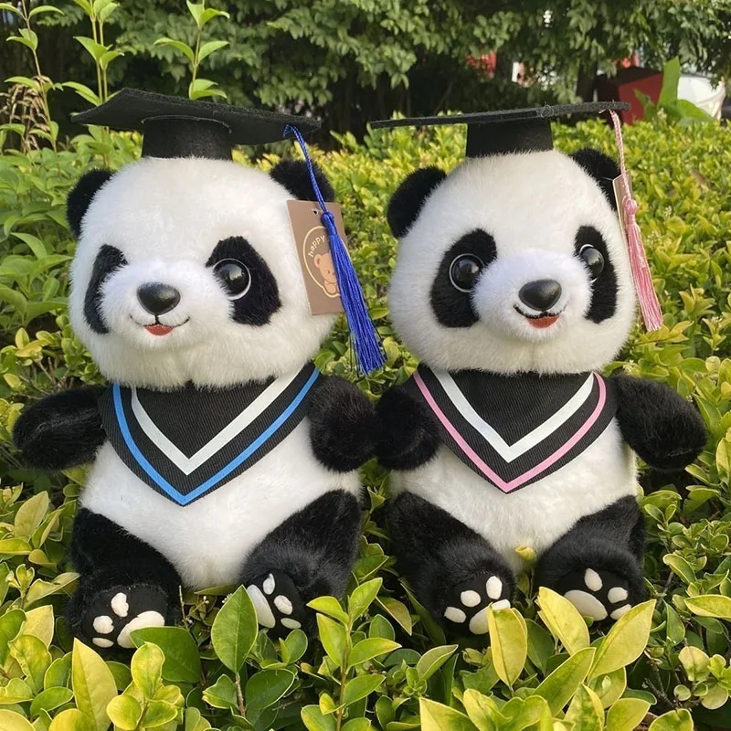 Graduation Panda Plush Toy Soft Stuffed Panda with Graduation Cap and Gown for Students Keepsake Gift Multiple Colors Available