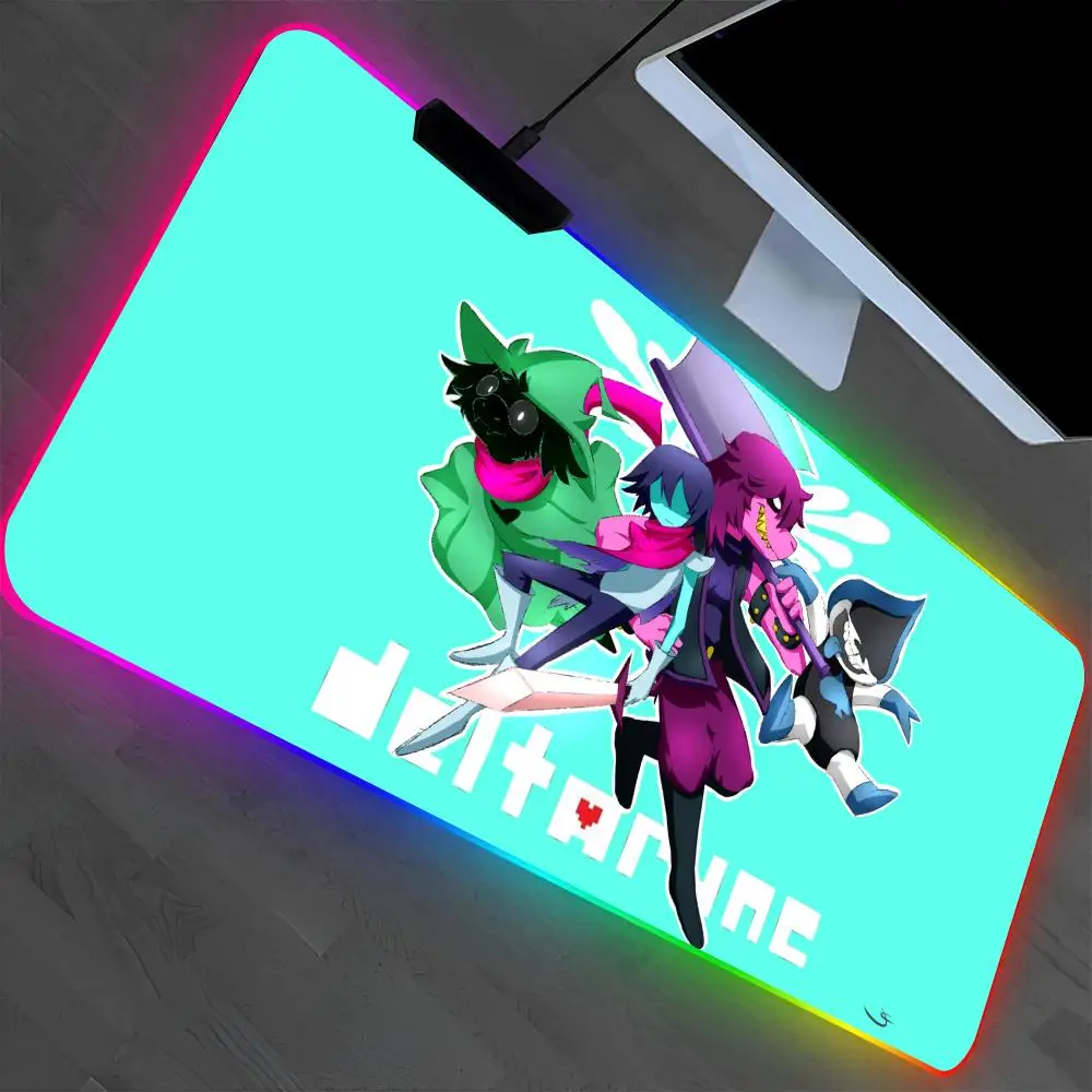 

Game D-Deltarune Mouse Pad Laptop Mat Gaming RGB Anime Mousepad Backlit Gamer Girl Cartoon Table Pads Deskpad