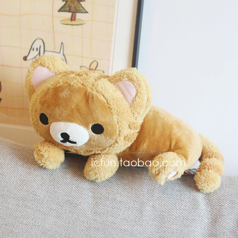 Rilakkuma in Cat Costume Plush Toy Laying Down Kawaii Stuffed Animals Anime Cute Plushies Kids Toys for Girls Children Gift