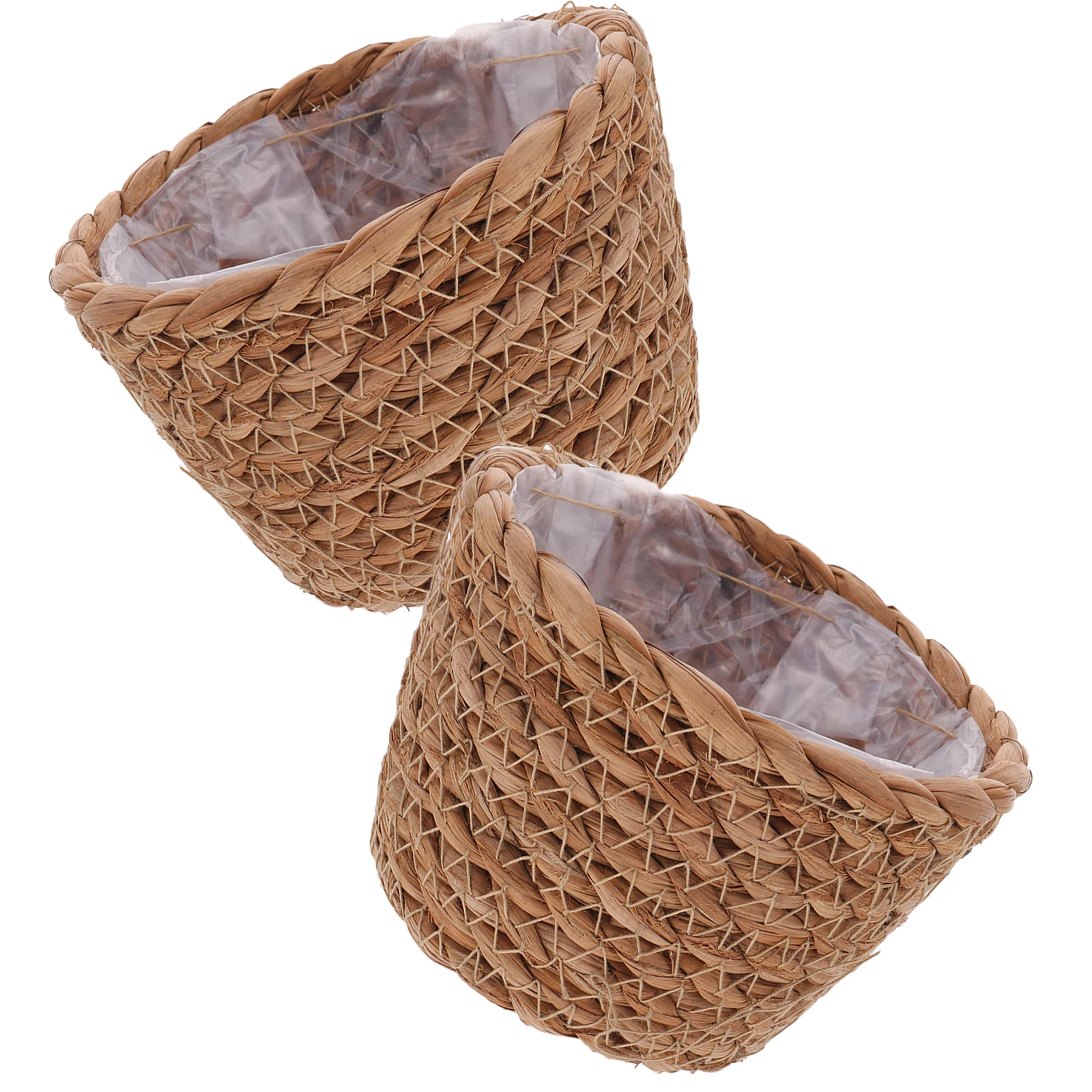 

2pcs Green Plant Flower Pots Hand Woven Natural For Indoor Plants Planter Container Storage Basket Home Office Garden Decor