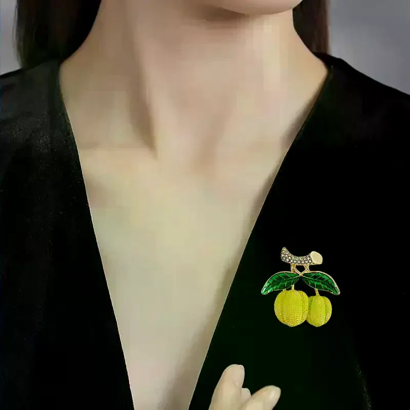 Enamel Cherry Brooches for Women, Fruit Plant Pins for Wedding Party, Casual Jewelry Accessories Gifts
