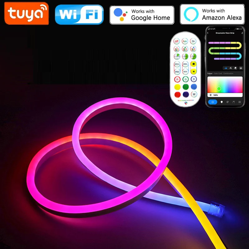 

Dreamcolor RGBIC LED Neon Strip Light 12V RGB Lamp Tape Remote/Bluetooth/Wifi Control Dimmable Led Ribbon Indoor DIY Decoration