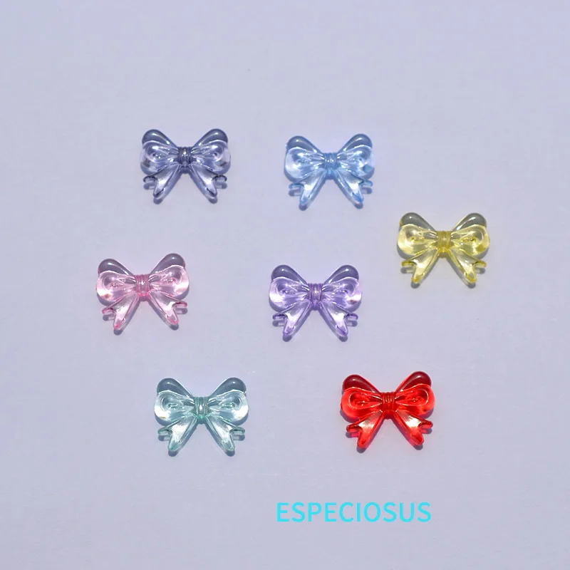 19MM Transparent Multi Color Acrylic Bowknot Loose Beads Bow Spacer DIY Jewelry Making Departments Handcraft Earring Accessories