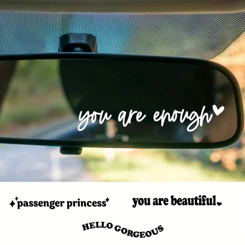 Car Rear View Mirror Vinyl Sticker Decal Boost Your Self-Care Motivational Quotes Decal Cute Girly Car Decor