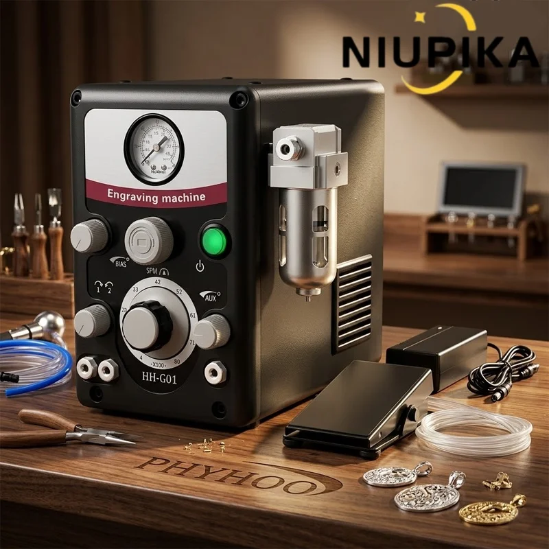 NIUPIKA Upgraded Version Hand Engraving Stone Setting Tools Graver Max G8 Quick Setup Jewelry Making Tools Pneumatic Engraver