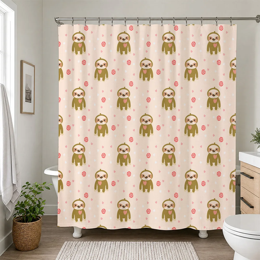 Waterproof Shower Curtain Cute Monkey Print Bathroom Shower Liner Modern Home Decor Novelty Curtains Gift for Adults Kids Bath