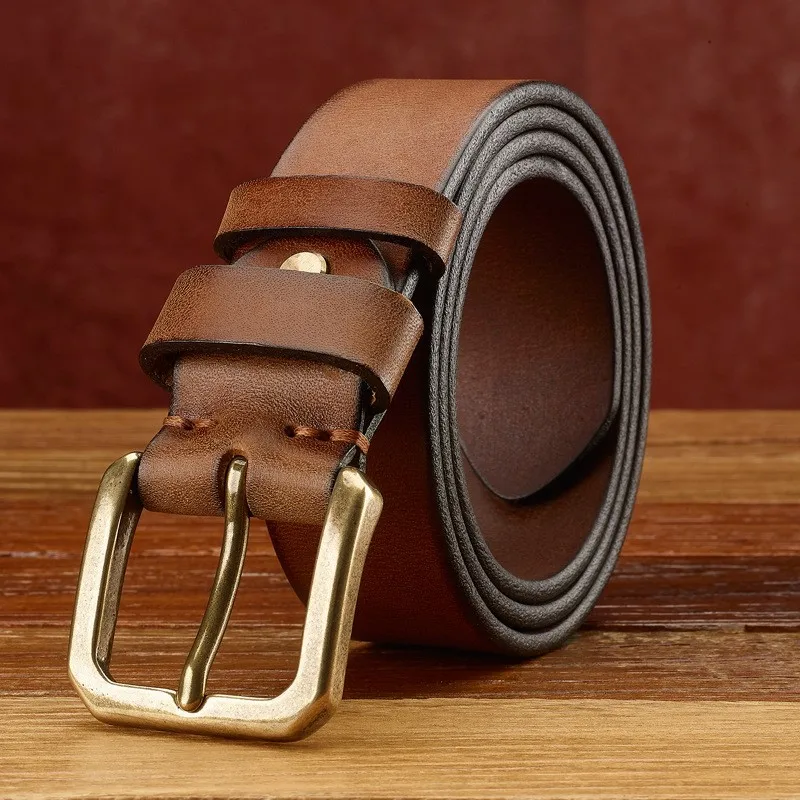 Top-grain leather men's belt handcrafted casual and versatile for men new style