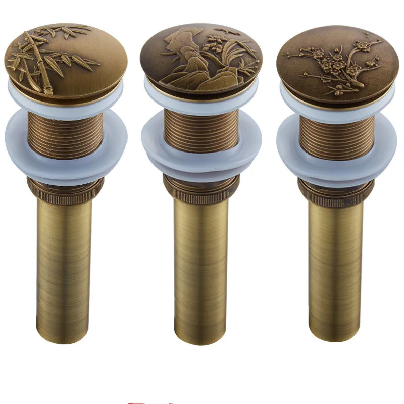 1 PCS Copper Carved Washbasin Bouncing Sewer Washbasin Basin Vintage Flap Sink Drain Fittings