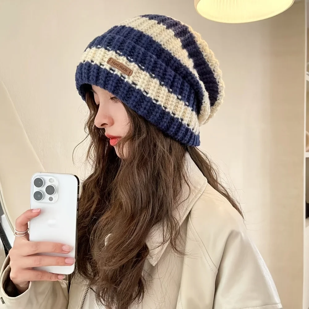 Hat Winter Men Women Fashion Brand Knitted Beanie Large Head Size Wool Hat