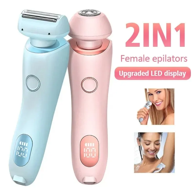 Lâminas elétricas para mulheres, biquíni aparador, rosto barbeadores, depilação, axilas e pernas, senhoras Body Trimmer, IPX7 impermeável, 2 em 1