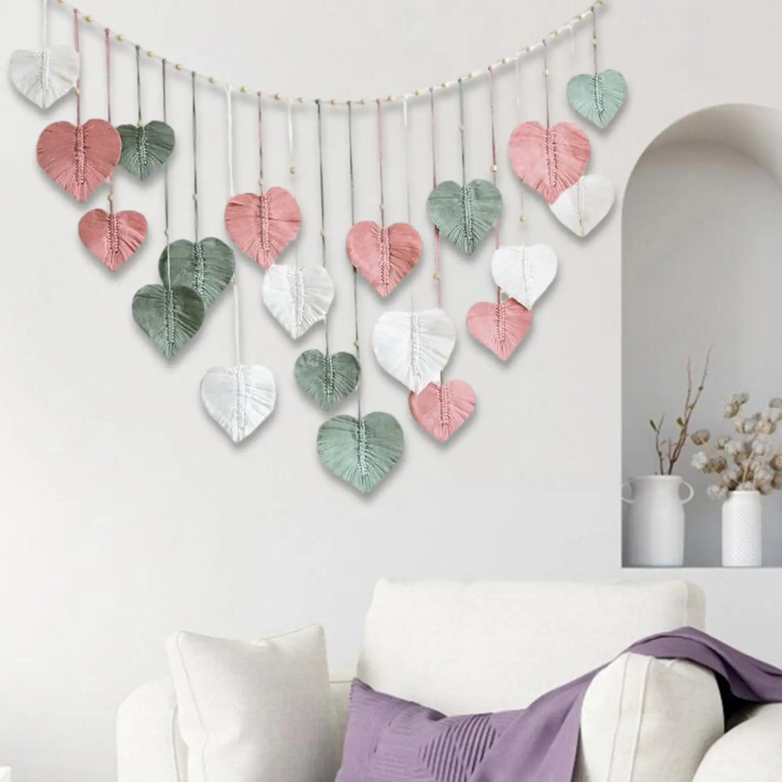 Woven Macrame Tapestry for Wall Display with Tassels for Home