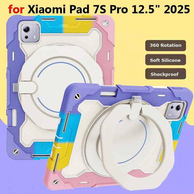 

for Xiaomi Pad 7S Pro 12.5 Inch 2025 Pad 6S Pro 12.4 for Xiaomi Pad Pro 5G 12.1" 2 360° Rotating Armor Handle Shockproof Case