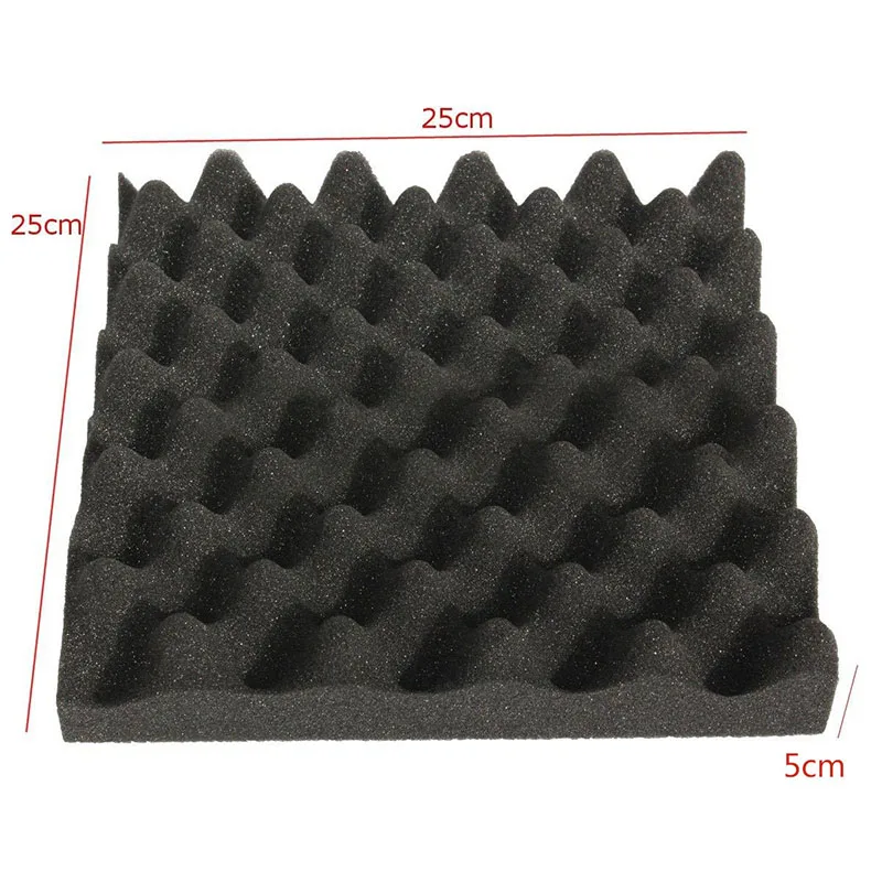 Pro Sponge Audio Soundproofing Foams Absorbing Noise KTV 25*25*5cm Heat Acoustical Treatments Black Wave Shape