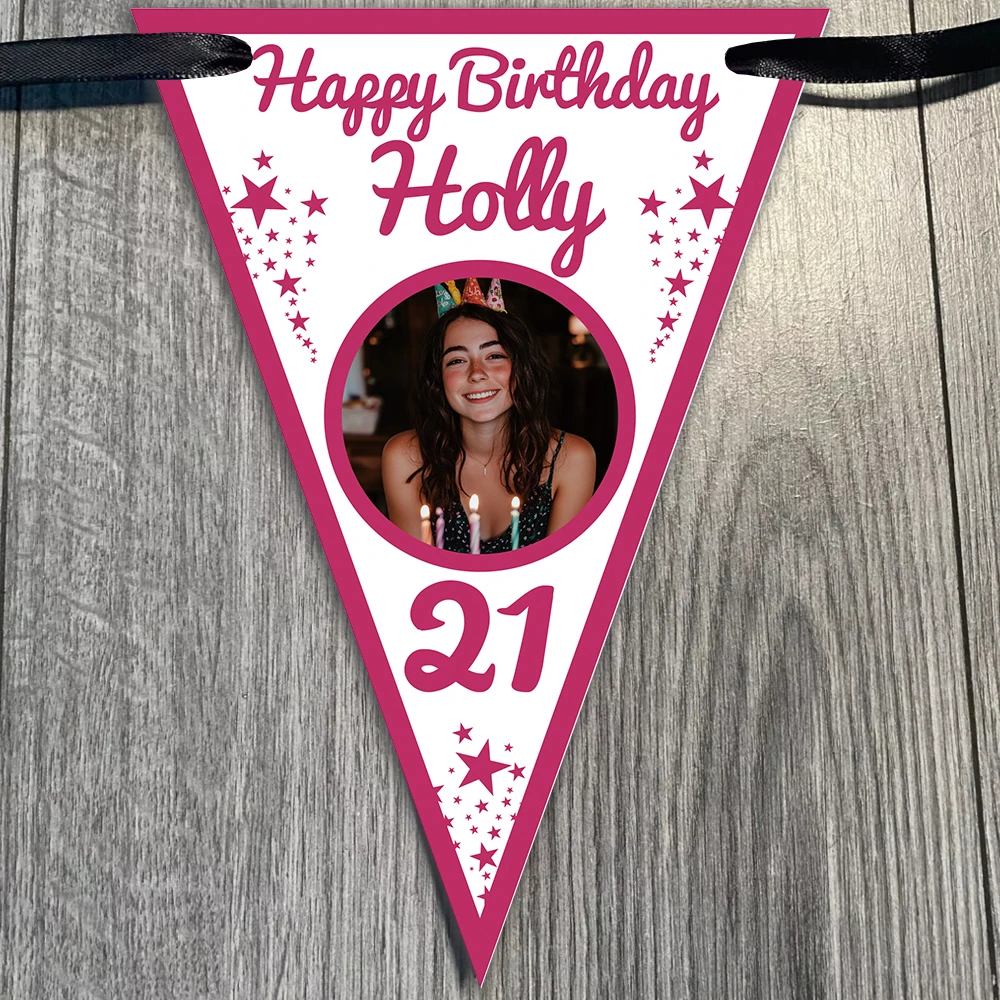 12 قطعة من زينة حفلات أعياد الميلاد القابلة للتخصيص، أسماء صور شخصية للأعمار، أعلام معلقة رومانسية، تتضمن شريط 5 أمتار #3