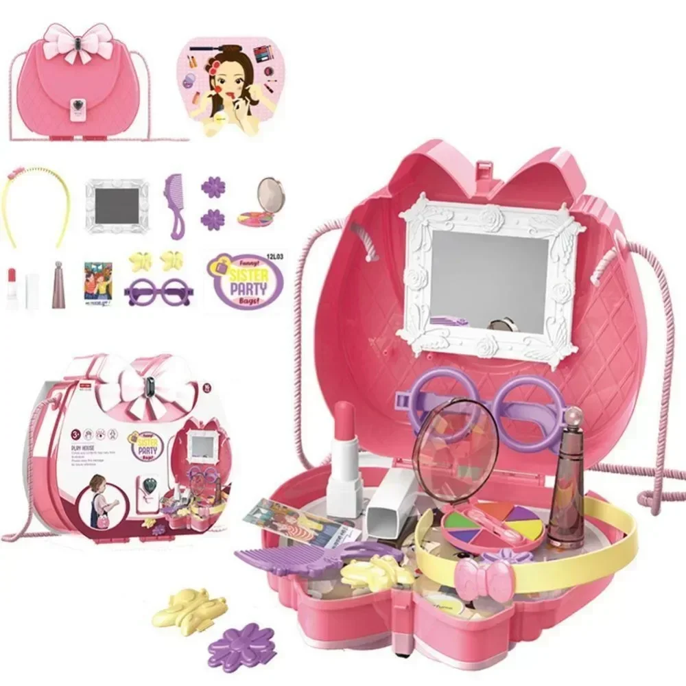Set per trucco per ragazze con borsa a tracolla Giochi di finzione Kit da dottore Borsa da viaggio Gioca con il cibo Giocattolo Set da gioco per gelato per bambini Regali per bambini