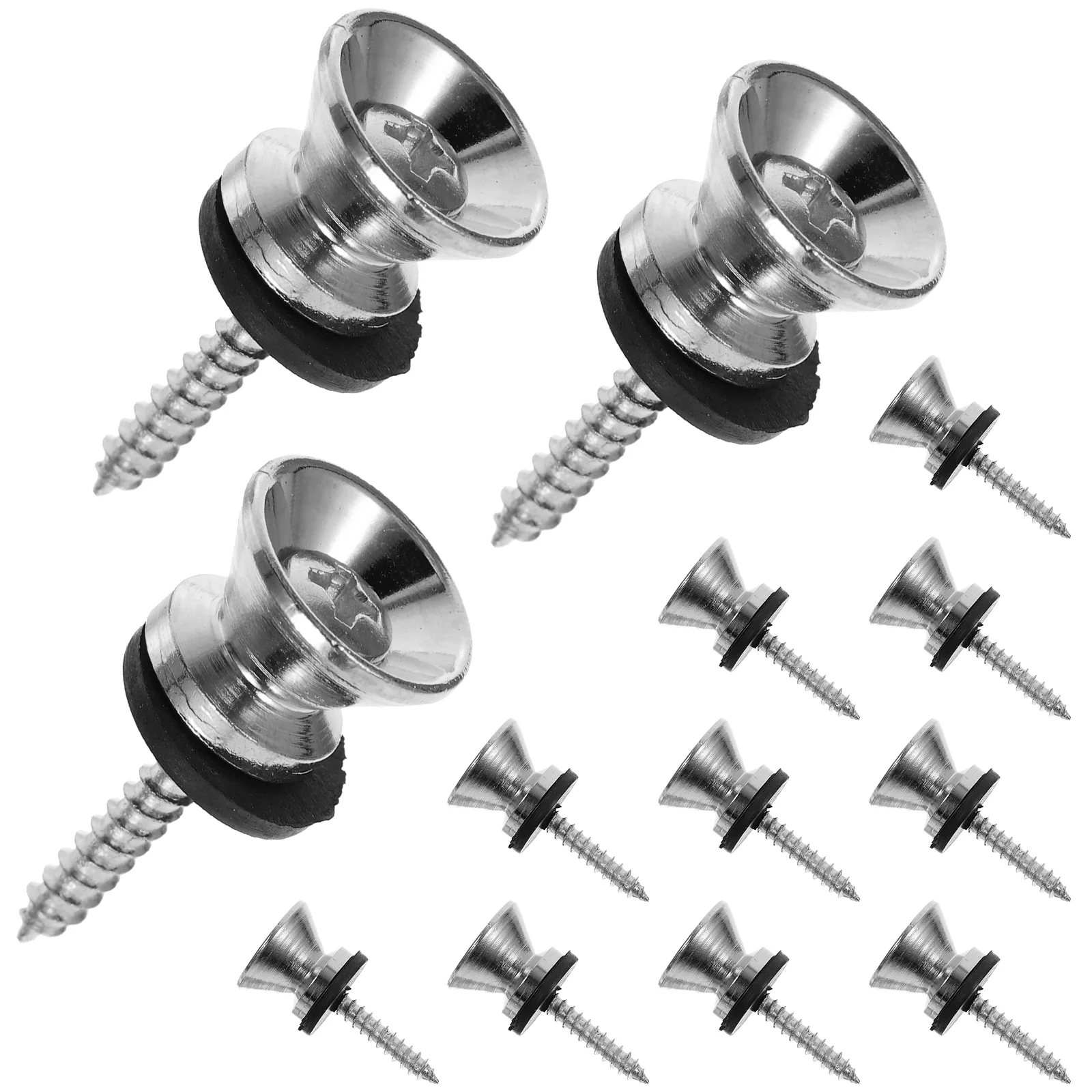 20 Sets Guitar Studs Bass Button Pin with Lock Buckle Straps Buttons Metal Pegs Alloy Locks Anti-falling Instrument Buckles