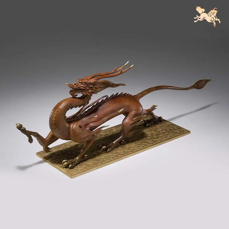 Rare Limited edition collection # TOP COOL Divine Dragon Totems Handmade Copper Carving Model Comic Animation game statue