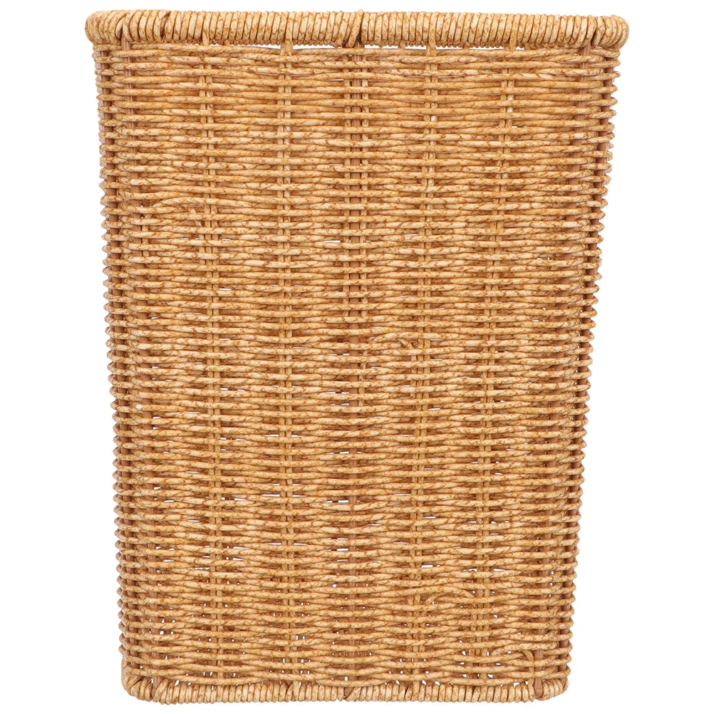 Crevice Trash Can Waste Basket for Bathroom Barrel Laundry Hamper Storage with Lid Pastoral Style Garbage Bin Office Vase Woven