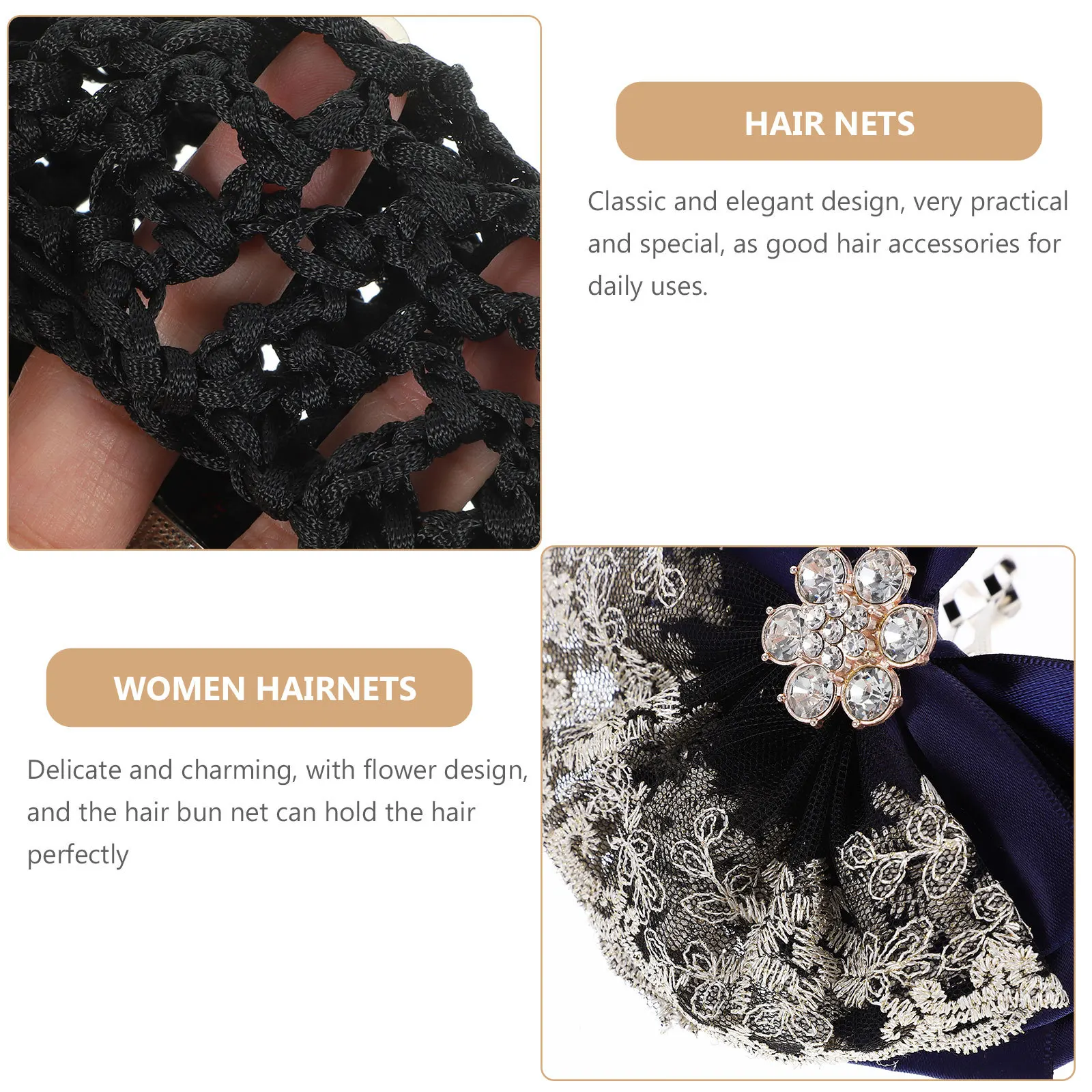 

2pcs Hair Bun Clips Hairnet Cover Bun Net Barrette Hairnets For Women Elegant Stylish Hair Accessories Formal Daily Use Ballet