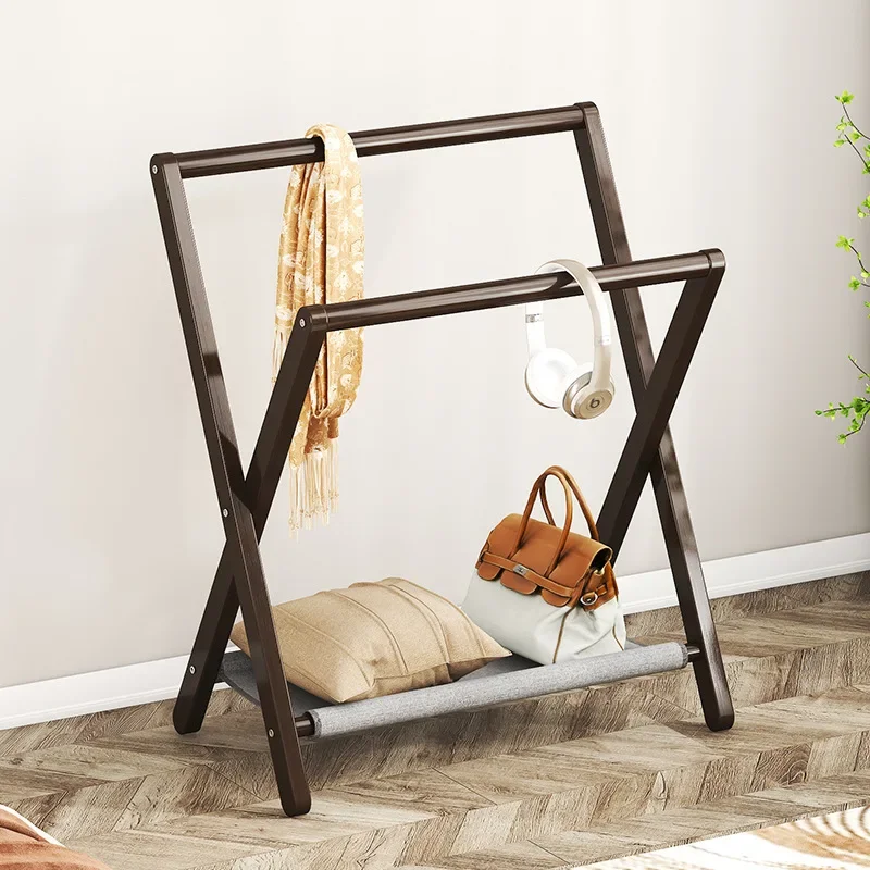 Simple Folding Coat Rack Floor Clothes Rack Temporary Bedside Storage Clothes Storage European-Style Clothes Rack