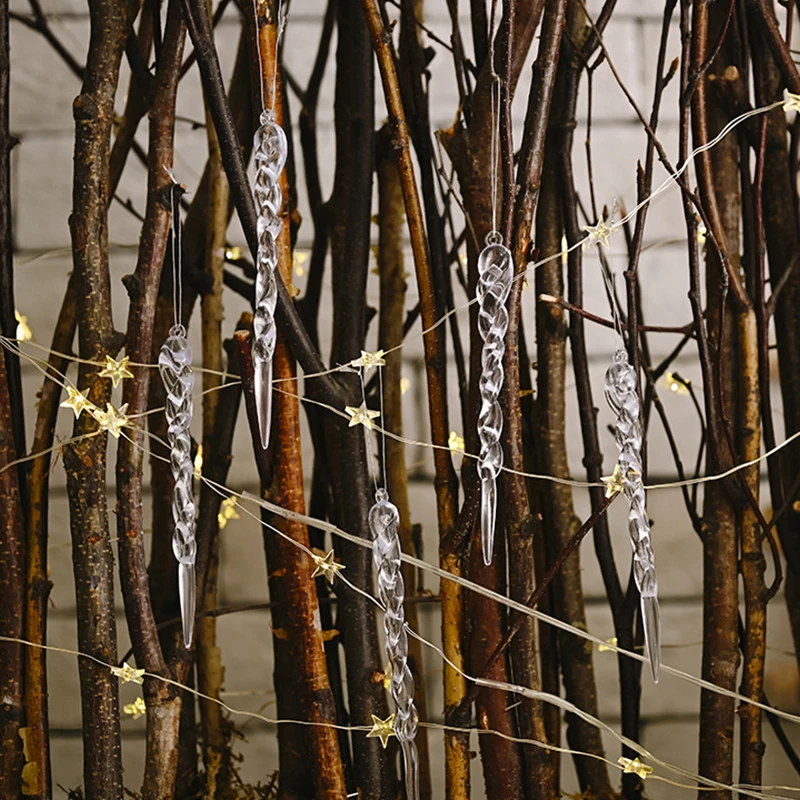 12Pc Christmas Hanging Decoration Transparent Icicle Ice Strip Pendant Xmax Tree Drop Ornament Home Christmas Tree Ceiling Decor image 2