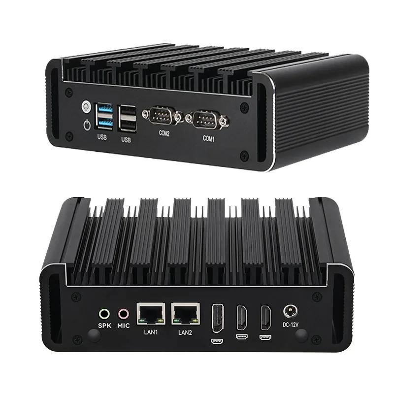 Tolibek-Mini PC sans ventilateur, prend en charge Windows 10, 11 LINaffiliés DDR4 avec routeur R2 N100, 2 * LAN Gigabit 2 * DB-9 COM RS232, ordinateur pare-feu