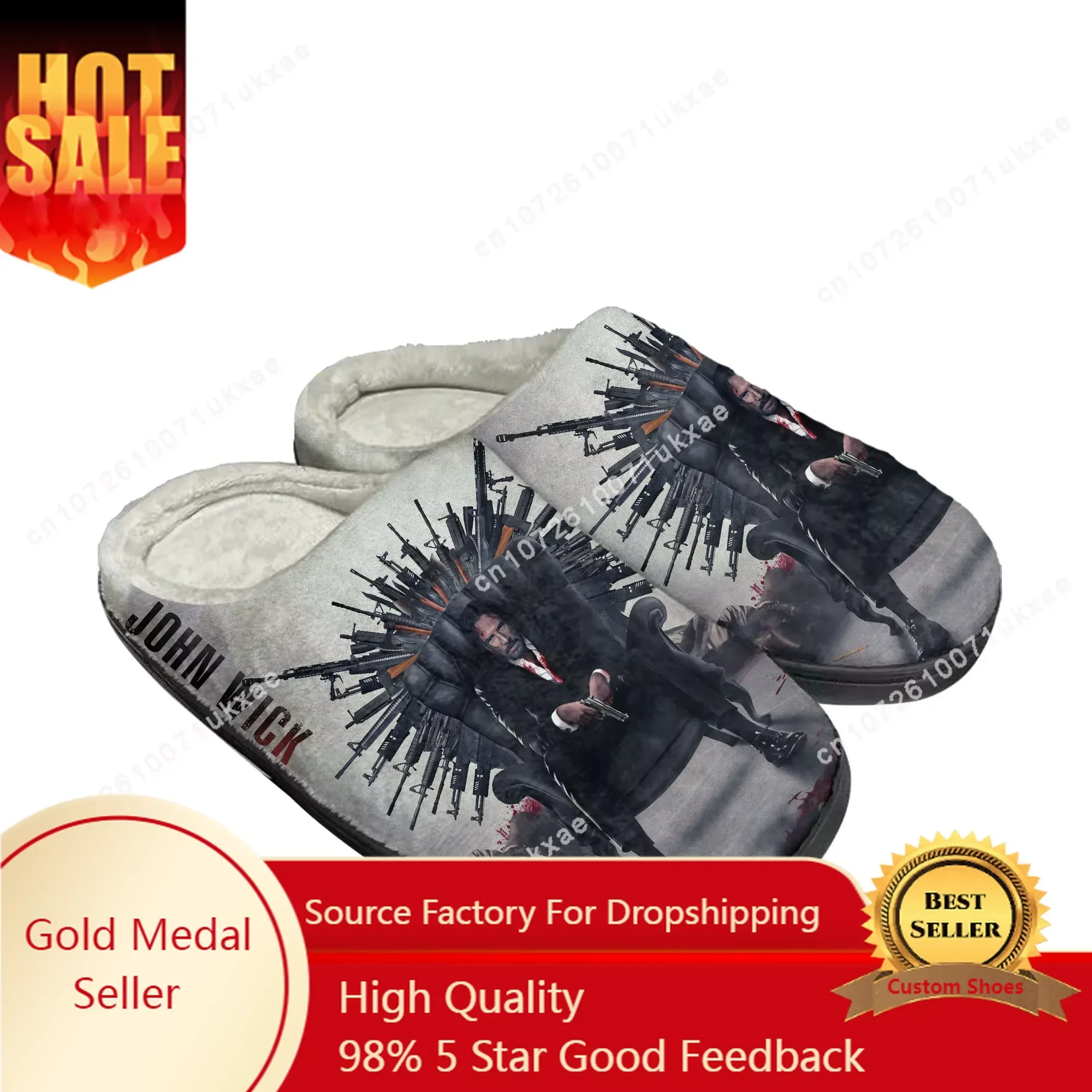 

John Wick Keanu Reeves Home Cotton Slippers Mens Womens Plush Bedroom Casual Keep Warm Shoes Thermal Slipper Customized DIY Shoe