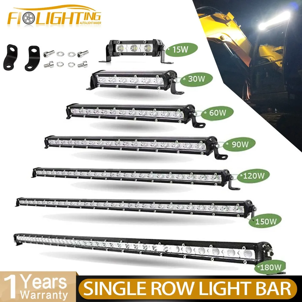 Single Row Super Bright 7-38 Inch LED Light Bar Offroad Combo Fog Lights Lada Work Light For Truck 4x4 SUV ATV Niva 12V 24V Auto