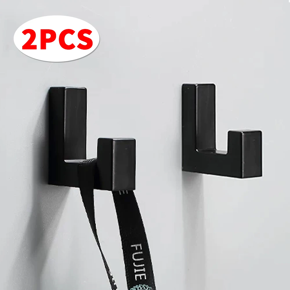 Thicken L-shape Coat Hook Wall Mounted Heavy Duty Coat Rack Clothes Hanger With Screws Black Bathroom Metal Hanging Storage Hook
