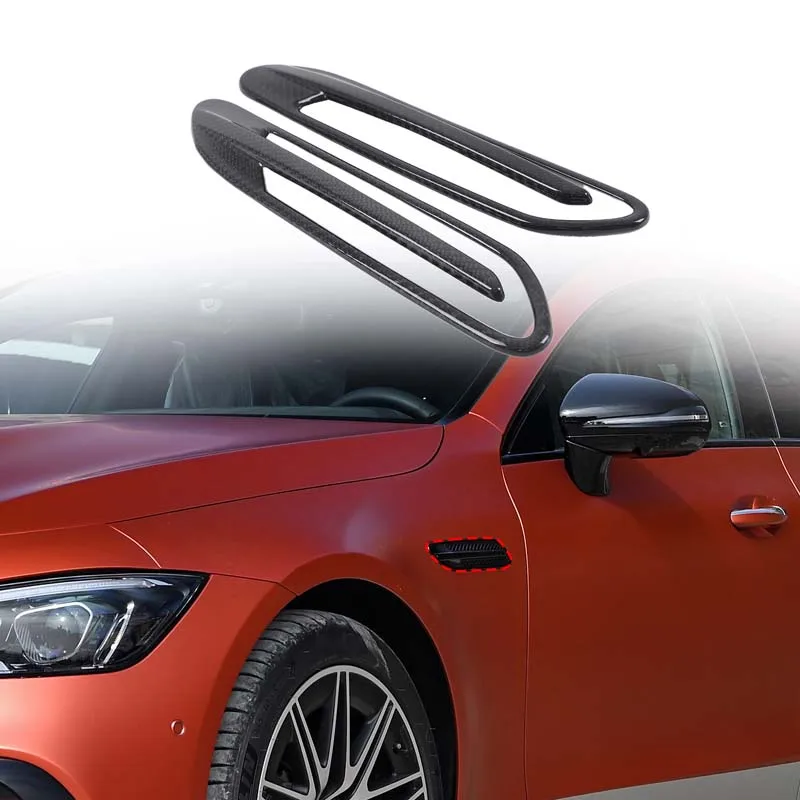

Для Mercedes Benz GT43 GT50 GT53 2019-2023 AMG 4-дверный передний боковой бампер из настоящего углеродного волокна автомобиля, вентиляционные крышки, накладки