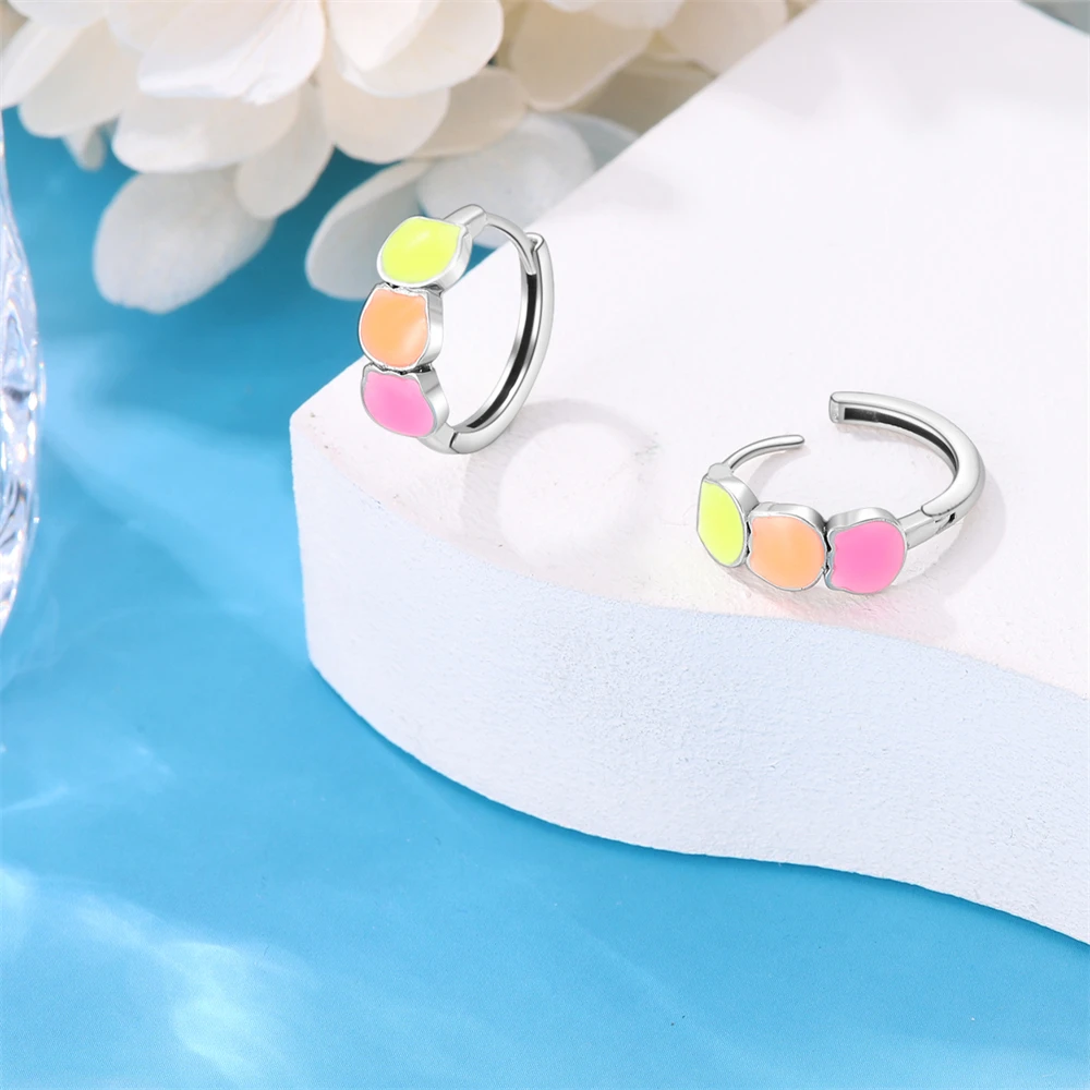 Pendientes de aro de circonio con garra de gato luminosos y coloridos creativos de Plata de Ley 925, pendientes de moda, regalos de joyería para mujeres y niñas