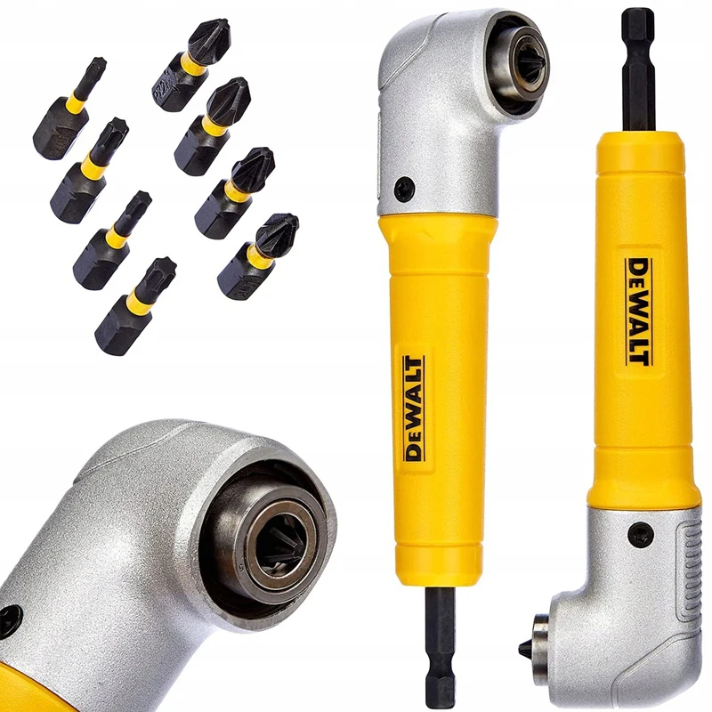 Dewalt DT71517T Right Angle Torsion Drill Adapter Attachment 1/4in Hex Shank Drill Bit Flexible Torsion Zone With 10Pcs Bits