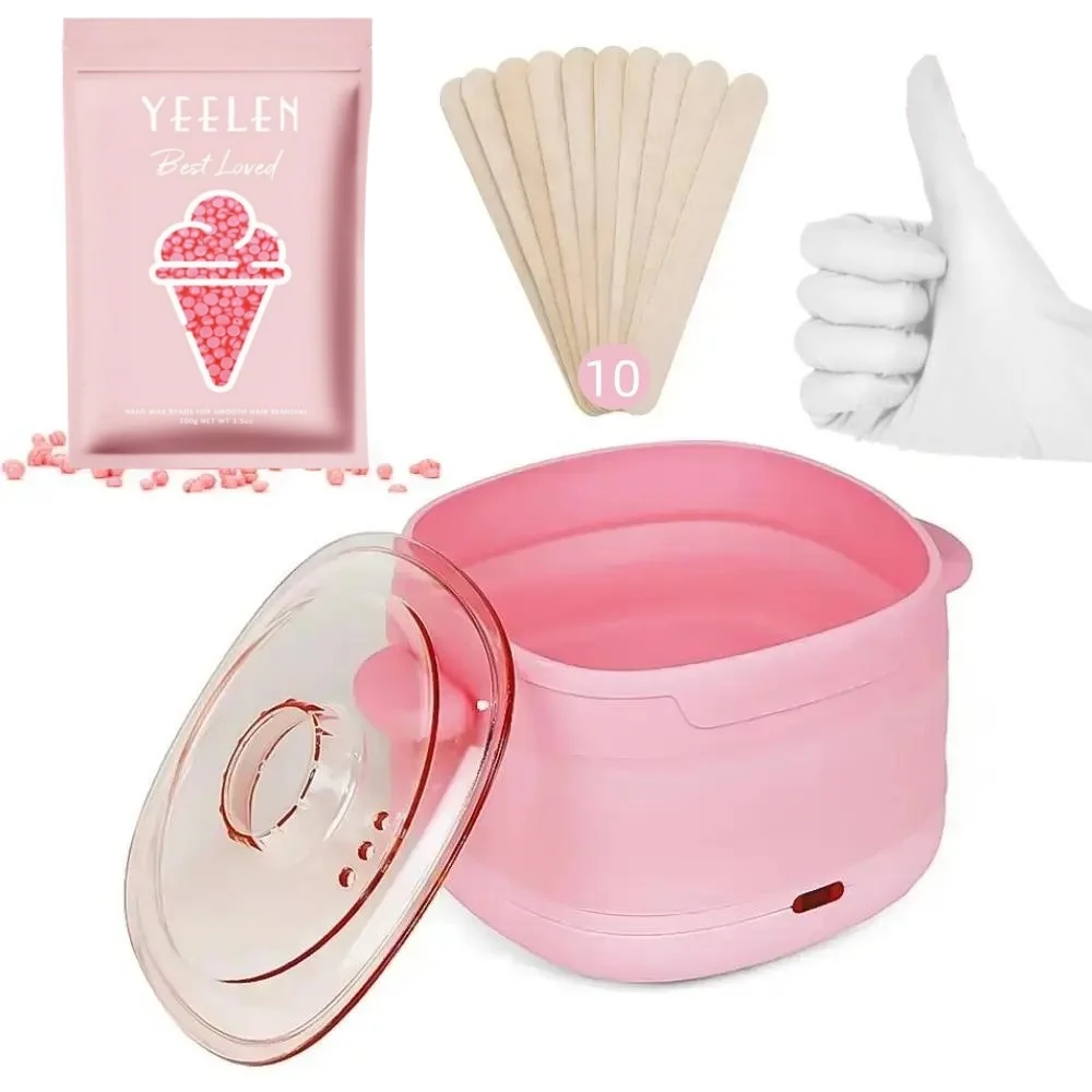 

Wax Therapy Machine Set British Plug Foldable Silicone Wax Pot Heating Melting Wax Beans Electric Wax Heater Portable Cleaning