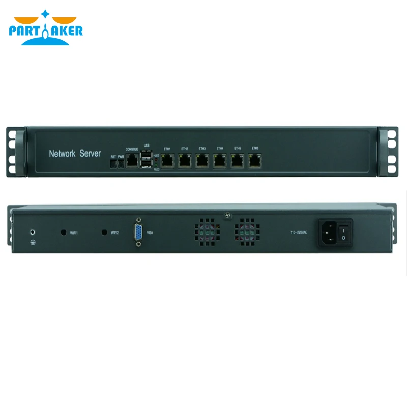 Teilhaftig 1U Rackmount Firewall Appliance Hardware Intel Celeron 3855U J1900 mit 6 LAN Router Server pfSense OPNsense