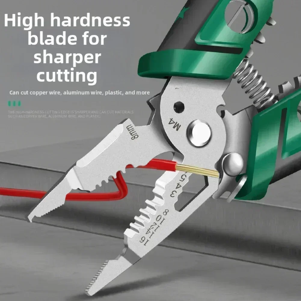 22in1 Stainless Steel Wire Stripping Pliers With Spring Auto Return And Locking Switch For Safe And Efficient Electrical Work