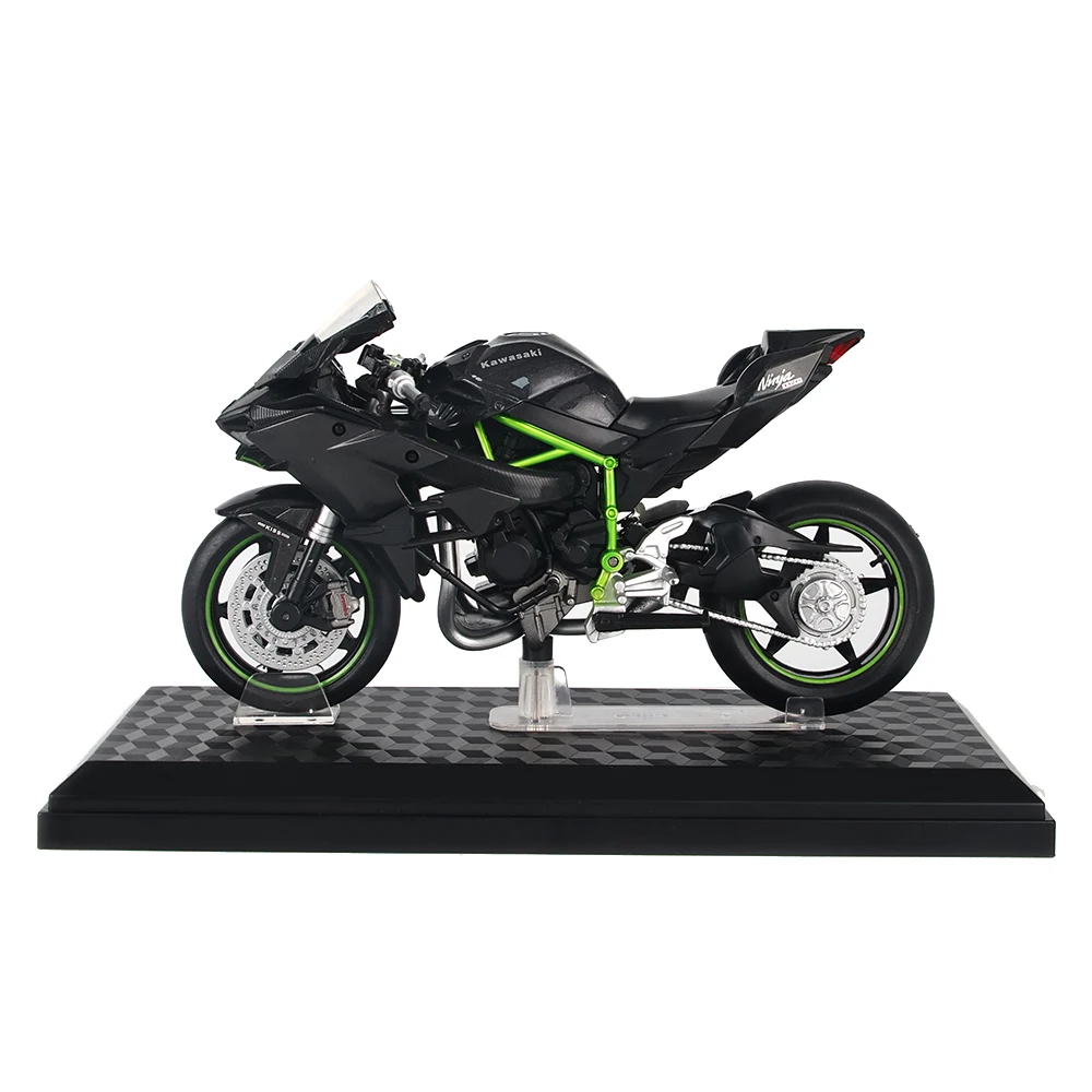 MSZ CCA 1:12 Kawasaki Ninja H2R with base alloy die-cast car motorcycle model, toy gift giving, die-cast static motorcycle model