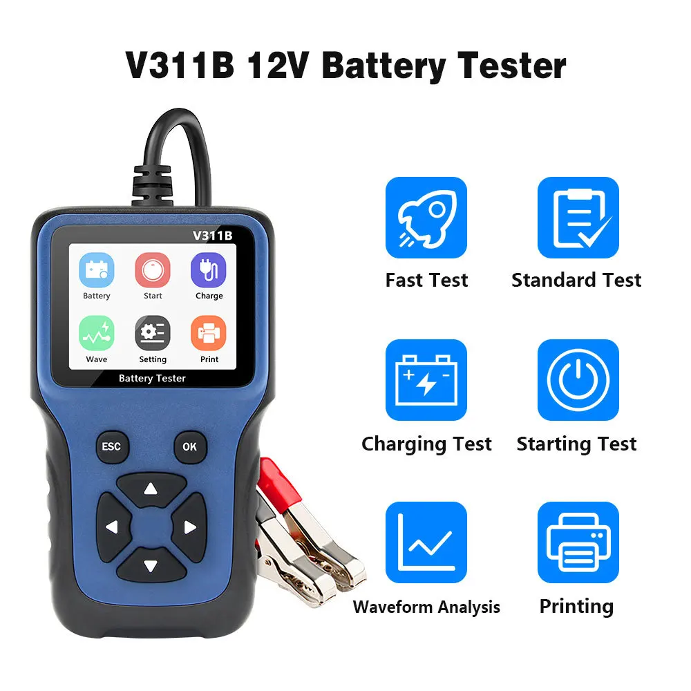 V311B Portable 12V Car Battery Tester Professional Automotive Vehicle Battery Diagnostic Testing Tool Auto Battery  Analyzer - view 6