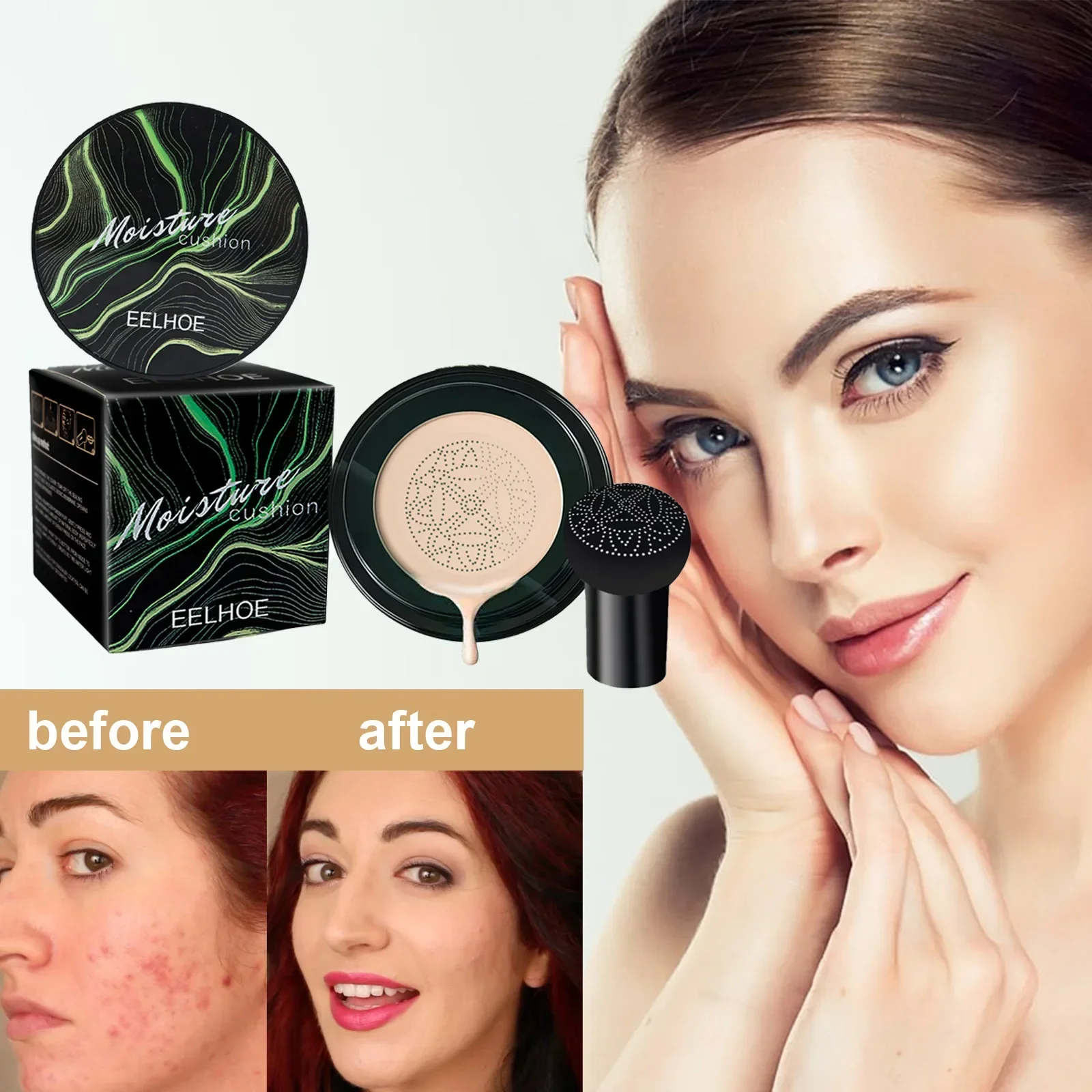 Air Cushion Concealer CC Cream Mushroom Head BB Cream Moisturizing Waterproof Long Lasting Natural Brighten Comestics