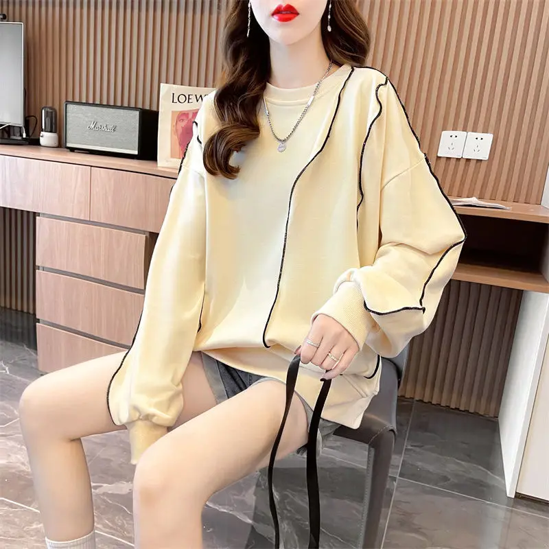 Spring Autumn New O-neck All-match Youth Trend Hoodies Long Sleeve Thin Loose Korean Pullovers Top Fashion Casual Women Clothing