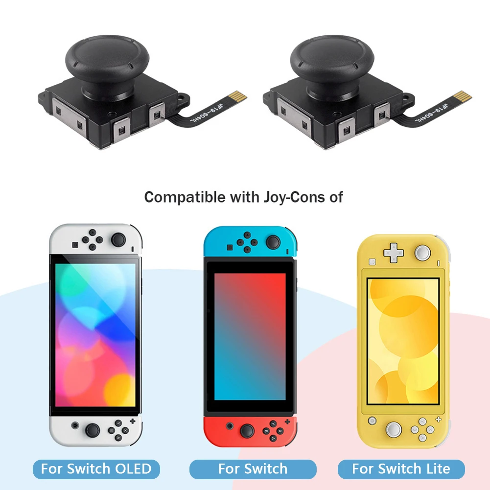 عصا التحكم ذات تأثير القاعة لـ JoyCon No Drift Joystick Thumb Sticks طقم تصليح ملحقات للتبديل/التبديل OLED/Lite، بدون أدوات