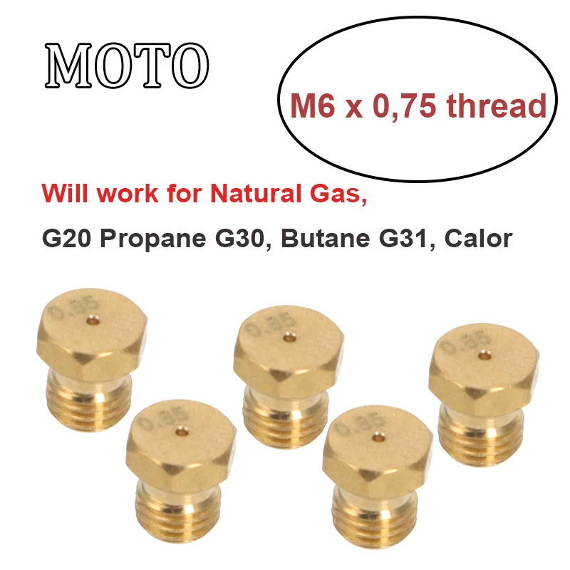 5PC M6 x 0,75 fit for G20 Propane G30 Butane G31 Calor Natural LPG NG Gas stove Jet Brass Jet Nozzle Injector Number 85